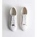 White Leather-Look Metal Trim Lace Up Trainers New Look Vegan