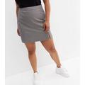Curves Brown Check Split Hem Mini Skirt New Look