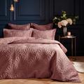 Palmeria Quilted Velvet Duvet Cover Set Blush, Blush / Super King