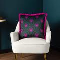 Lupita Fringed Cheetah Cushion Emerald/Pink, Emerald/Pink / 50 x 50cm / Polyester Filled