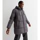 Tall Grey Mid Length Hooded Puffer Jacket New Look