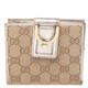 Gucci Beige/Metallic Gold GG Canvas Abbey D Ring Compact Wallet, Beige