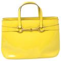 Gucci Yellow Patent Leather Medium Bright Bit Tote, Yellow