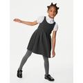 M&S Girls Jersey Bow School Pinafore (2-12 Yrs) - 9-10Y - Grey, Grey,Black,Navy Mix