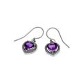 1.50ct Quartz Amethyst Heart Drop Drop Earrings in Sterling Silver