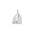 Precision Cut Sailing Boat Charm Necklace in 9ct White Gold