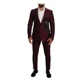 Dolce & Gabbana , Maroon Cat Sequin Martini 2 Piece Suit ,Red male, Sizes: M