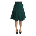 Dolce & Gabbana , Green Pleated A-line High Waist Cotton Skirt ,Green female, Sizes: XS