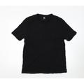 F&F Womens Black Cotton Basic T-Shirt Size L Round Neck