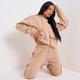 Pocket Detail Loungewear Hoodie Jogger Set In Cream Nude UK 14, Nude