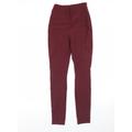 ASOS Womens Red Polyester Capri Trousers Size 8 L28 in Regular Zip