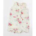 Gap Girls White Floral Romper One-Piece Size 6-9 Months - Pink Flowers