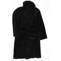 Heat Saver Mens Black Solid Robe Size S