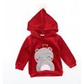 Smile Yes Girls Red Animal Print Pullover Hoodie Size 2 Years - Hamster Pom Pom