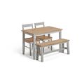 Habitat Chicago Solid Wood Table, Bench & 2 Grey Chairs