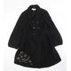Debenhams Girls Black Floral Pea Coat Coat Size 8 Years Button