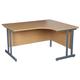 Home Office Desks - Karbon K3 Ergonomic Deluxe Cantilever Desk 1400W with right hand desk return in Oak with Graphite cantilever legs - Deliv