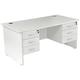 Office Desks - Karbon K2 Rectangular Panel End Office Desks with Double Fixed Pedestals 1800W with Double 3 Drawer Pedestal in White - Next D