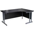 Office Desks - Karbon K3 Ergonomic Deluxe Cantilever Desk 1600W with right hand desk return in Black with Graphite cantilever legs - Delivery