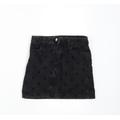 Matalan Girls Black Polka Dot Denim Mini Skirt Size 8 Years