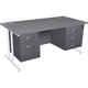 Office Desks - Karbon K3 Rectangular Deluxe Cantilever Desk With Double Fixed Pedestals 1800W with 2 Drawer and 3 Drawer Pedestal in Grey wit