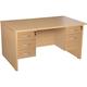 Office Desks - Karbon K2 Rectangular Panel End Office Desks with Double Fixed Pedestals 1800W with With 2 Drawer and 3 Drawer Pedestal in Oak