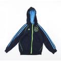 adidas Boys Blue Striped Jersey Full Zip Hoodie Size 7-8 Years - AJAX Amsterdam