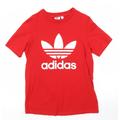 adidas Womens Red Basic T-Shirt Size 10