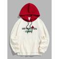 Mens ZAFUL GOOD FOR EVERTHING Rose Embroidery Polar Fleece Colorblock Hoodie M White