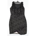 Lipsy Womens Black Striped Pencil Dress Size 12 - Lace overlay