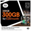 VOXI 300GB 30 Day Pay As You Go SIM Card - 1st included