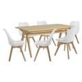 Habitat Jerry Oak Dining Table & 6 White Chairs