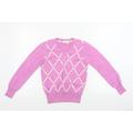 Glenmuir Womens Pink Geometric Pullover Jumper Size XS