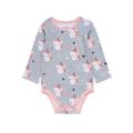 Light Grey and Pink Interlock Long Sleeved Bodysuit | Style My Kid, 12-18M