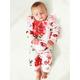 Baby Girl Outfit, White and Pink Flowers Floral Printed Playsuit for Baby Girl | Style My Kid, 12-18M