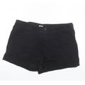 F&F Womens Black Cotton Chino Shorts Size 12 L4 in Regular
