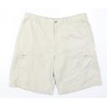 IZOD Mens Beige Polyester Bermuda Shorts Size 34 L8 in Regular Button