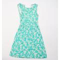 Oasis Womens Green Floral Fit & Flare