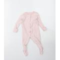 F&F Girls Pink Polka Dot Cotton Babygrow One-Piece Size 6-9 Months