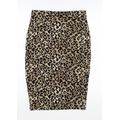 Newlook Womens Brown Animal Print Straight & Pencil Skirt Size 8