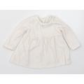 M&Co Girls White Polka Dot Cotton Skater Dress Size 0-3 Months Round Neck Button