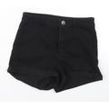 H&M Womens Black Cotton Mom Shorts Size 6 Regular Button