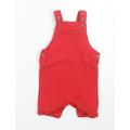 TU Baby Red Cotton Dungaree One-Piece Size 12-18 Months Button
