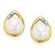 9ct Gold Freshwater Pearl And Diamond Earrings - 9mm - G0615