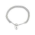 Silver Curb Bracelet With Heart Padlock - 7in - F1959