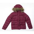 Board Angels Girls Purple Parka Coat Size 9-10 Years