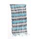 Preworn Womens Blue Striped Scarf - Shimmer Effect Zig Zag Pattern Silver Blue Grey Black white