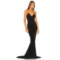 Norma Kamali Low Back Slip Mermaid Fishtail Gown in Black. Size L, XL.