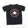 Converse Boys Black Cotton Basic T-Shirt Size 6 Years Crew Neck Pullover