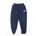 adidas Boys Blue Cotton Sweatpants Trousers Size 7-8 Years Regular